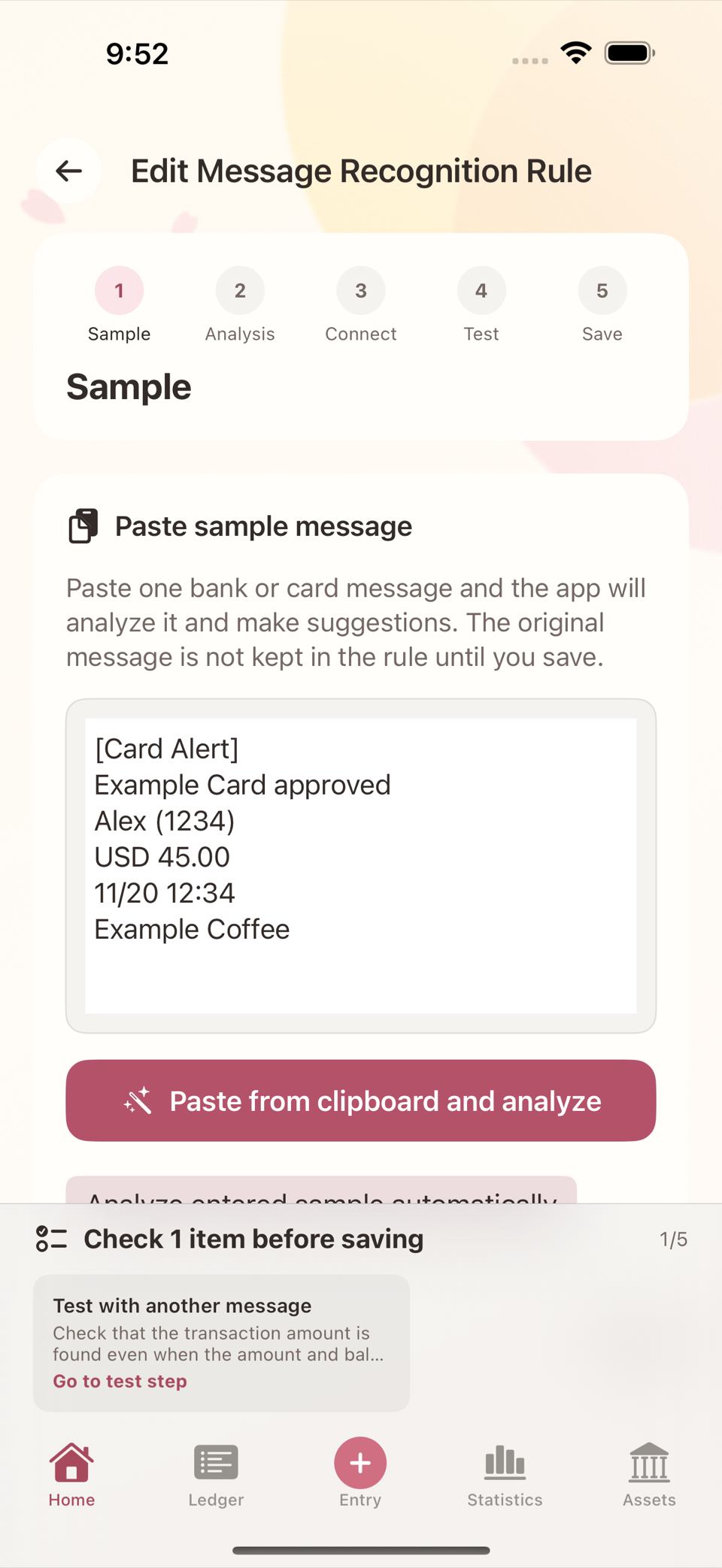 Recognition rule sample editor